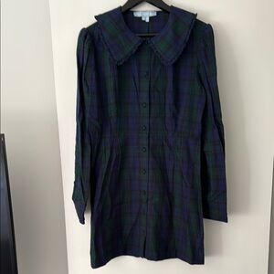 Plaid Long Sleeve Dress by Hill House with Peter Pan Collar